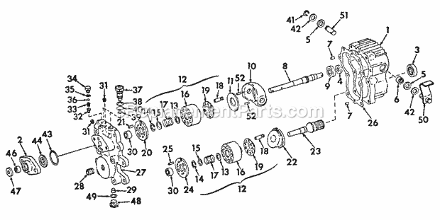 Hydrostatic Transmission Diagram and Parts List for 169 2050048U Cub Cadet Lawn Tractor